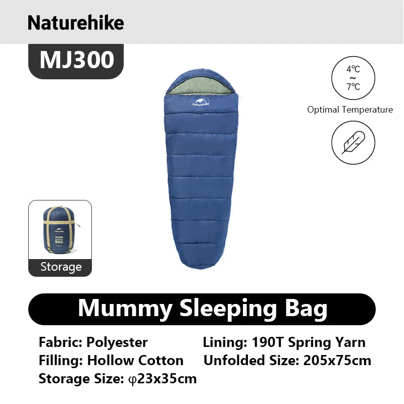 Naturehike MJ300/MJ600 Mummy Sleeping Bag – Ultra-Warm Winter Cotton Sleeping Bag for Camping & Indoor Use