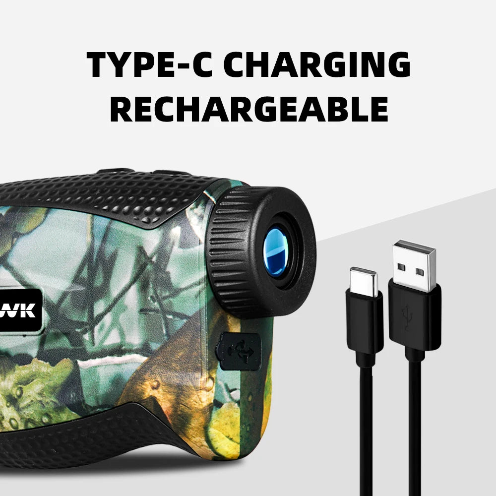 NOHAWK Multifunctional Hunting Rangefinder – 6X Magnification with Slope Compensation, Scan & Speed Modes (Camo Design)