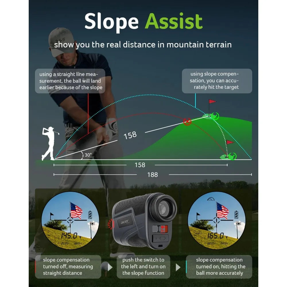 Acer Golf Rangefinder with Slope – 800/1200 Yard Laser Range Finder for Golf & Hunting