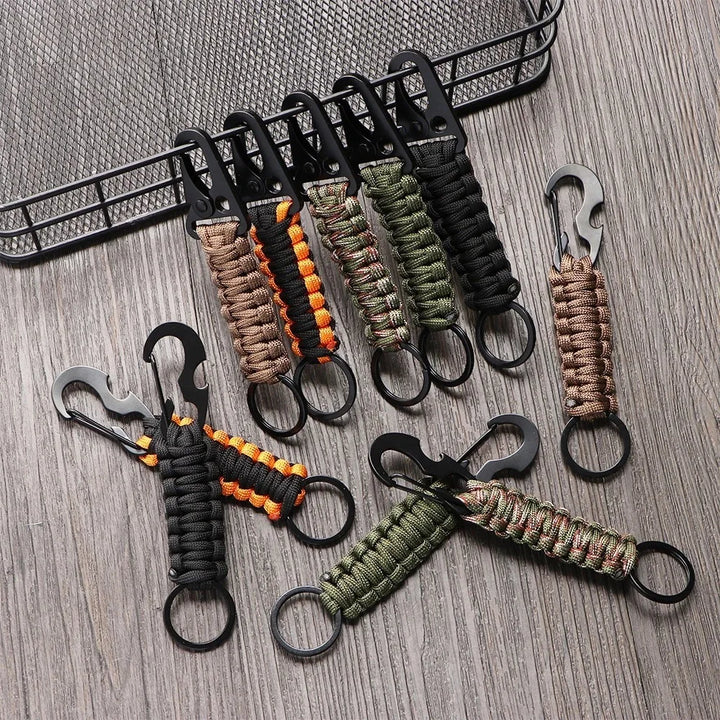 Paracord Survival Keychain with Carabiner & Bottle Opener – Military Braided EDC Tool for Camping & Hiking