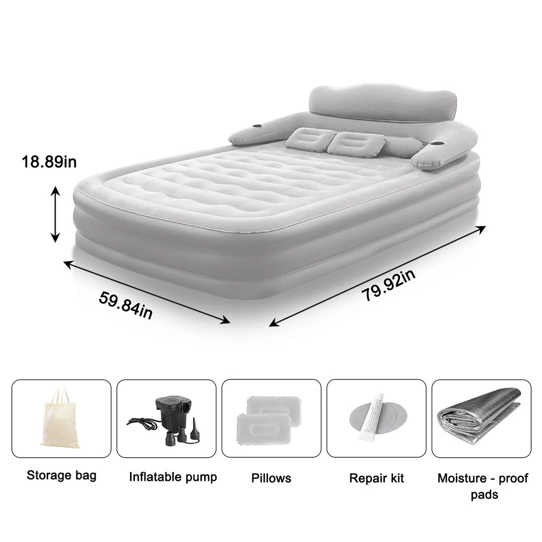 2-Person Inflatable Camping Mattress with Built-in Pump – Thickened Raised Air Bed for Indoor & Outdoor Use