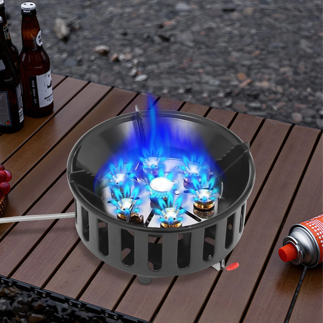 Portable Butane & Propane Camping Stove with Dual Adapters – Compact Outdoor Gas Burner for Cooking, Boiling & Frying