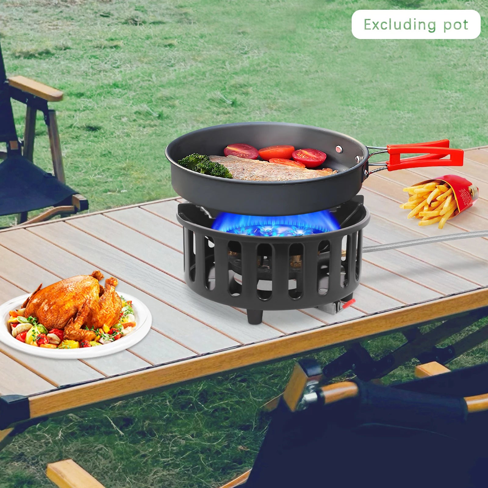 Portable Butane & Propane Camping Stove with Dual Adapters – Compact Outdoor Gas Burner for Cooking, Boiling & Frying