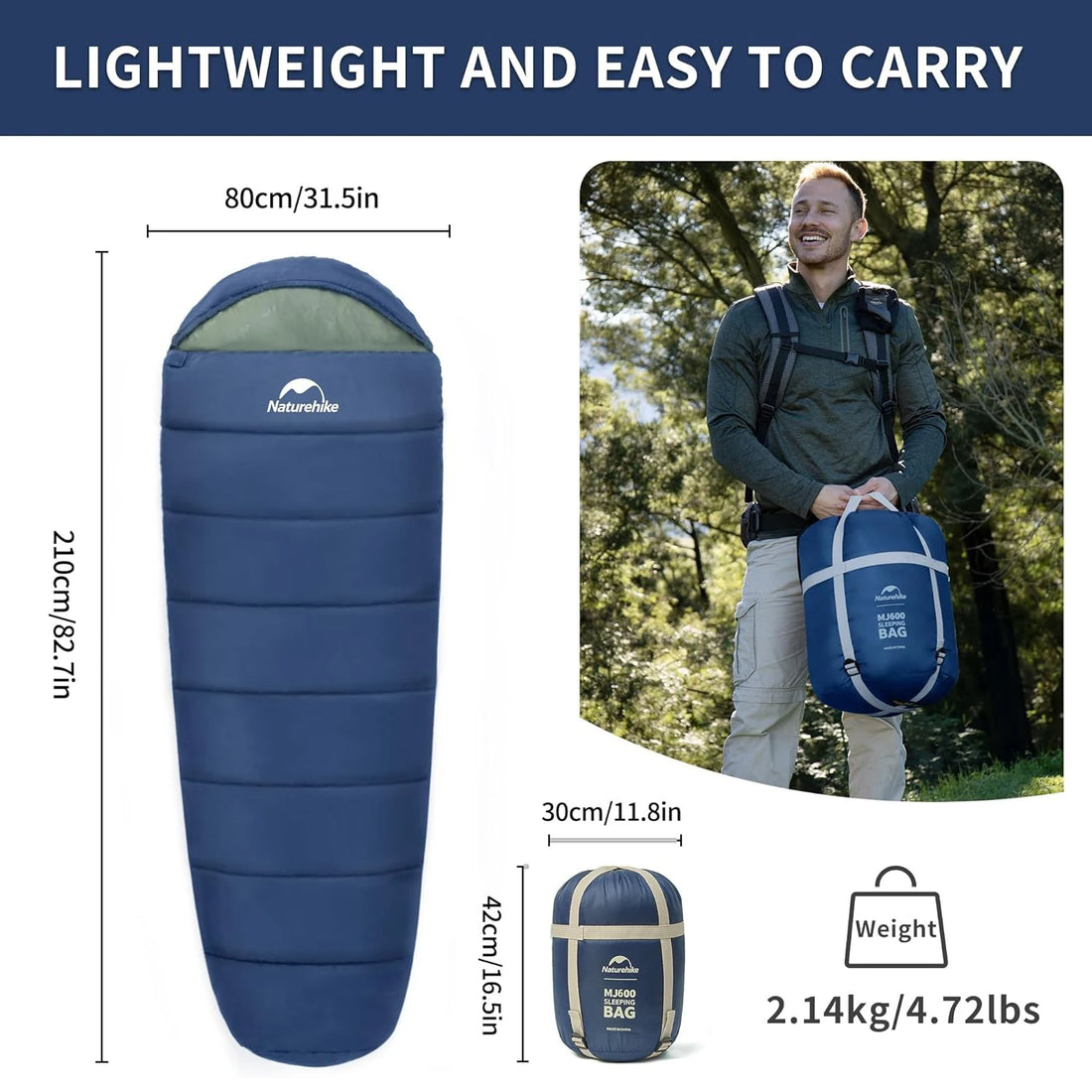 Naturehike MJ300/MJ600 Mummy Sleeping Bag – Ultra-Warm Winter Cotton Sleeping Bag for Camping & Indoor Use