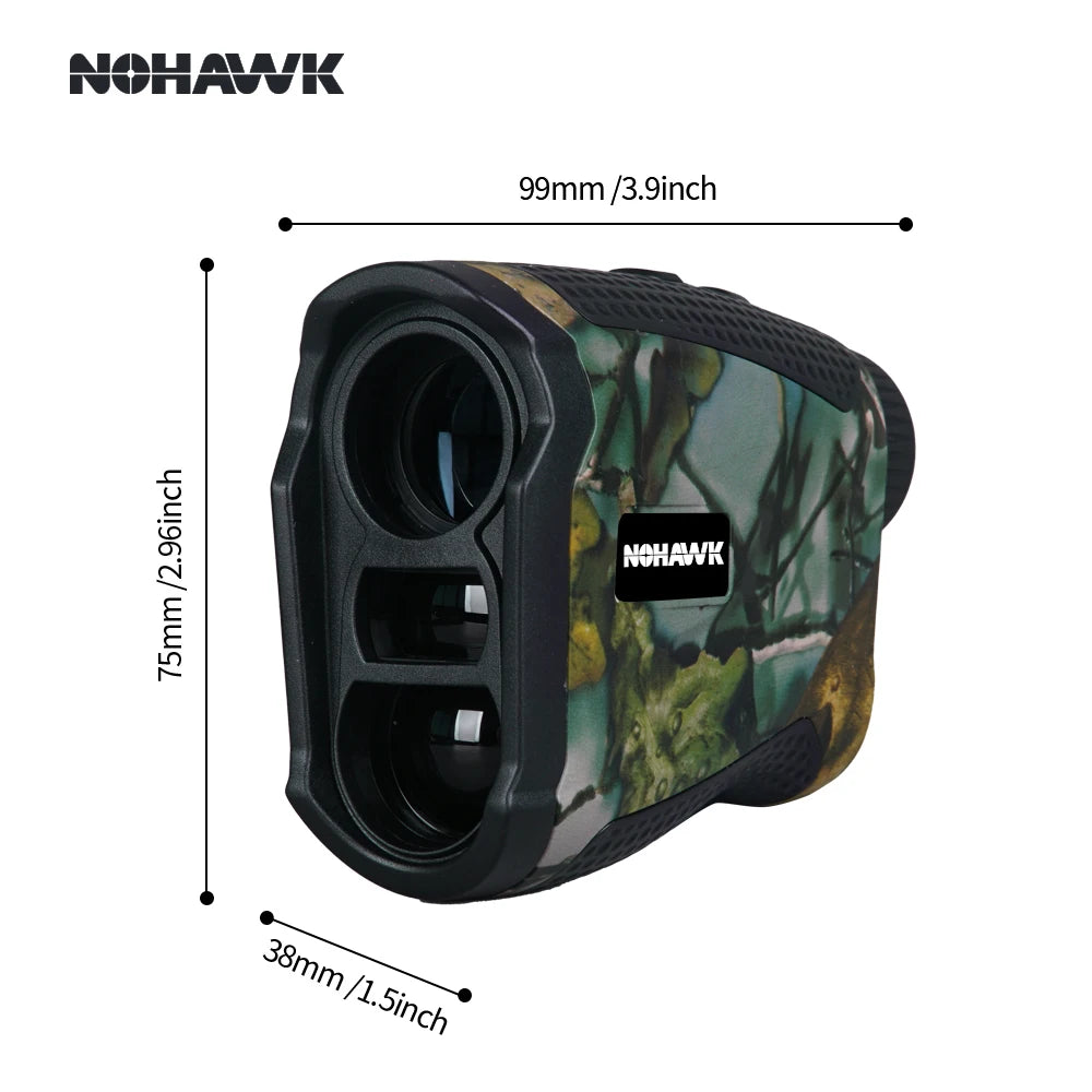NOHAWK Multifunctional Hunting Rangefinder – 6X Magnification with Slope Compensation, Scan & Speed Modes (Camo Design)