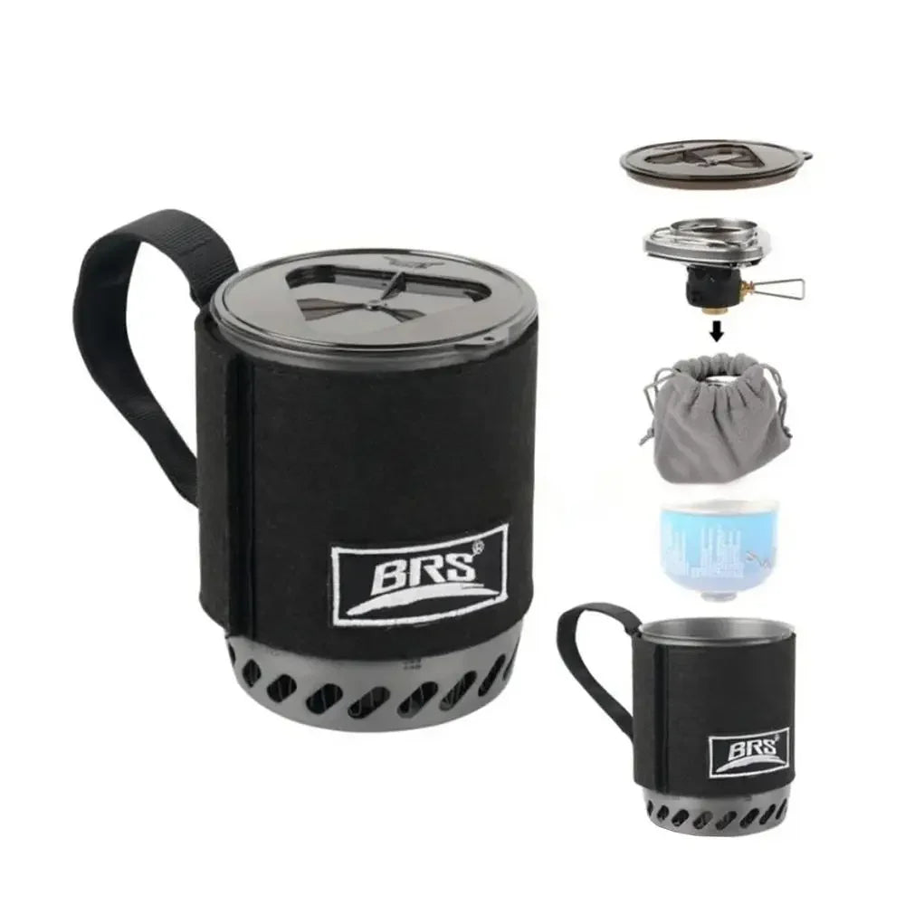 Jet Boil Style Camping Stove with Heat Exchanger – Portable Gas Backpacking Burner & Cooking Pot System