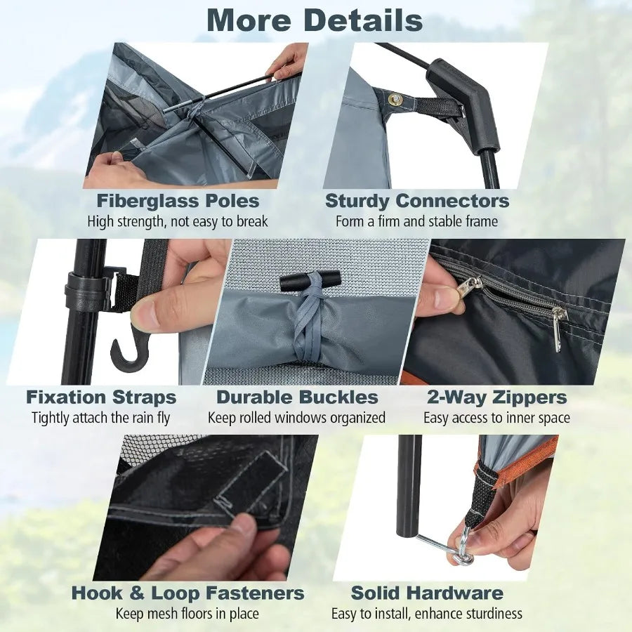 Oversized Double Room Shower Tent – Portable Privacy Camping Tent with Floor, Rain Fly & Storage Features