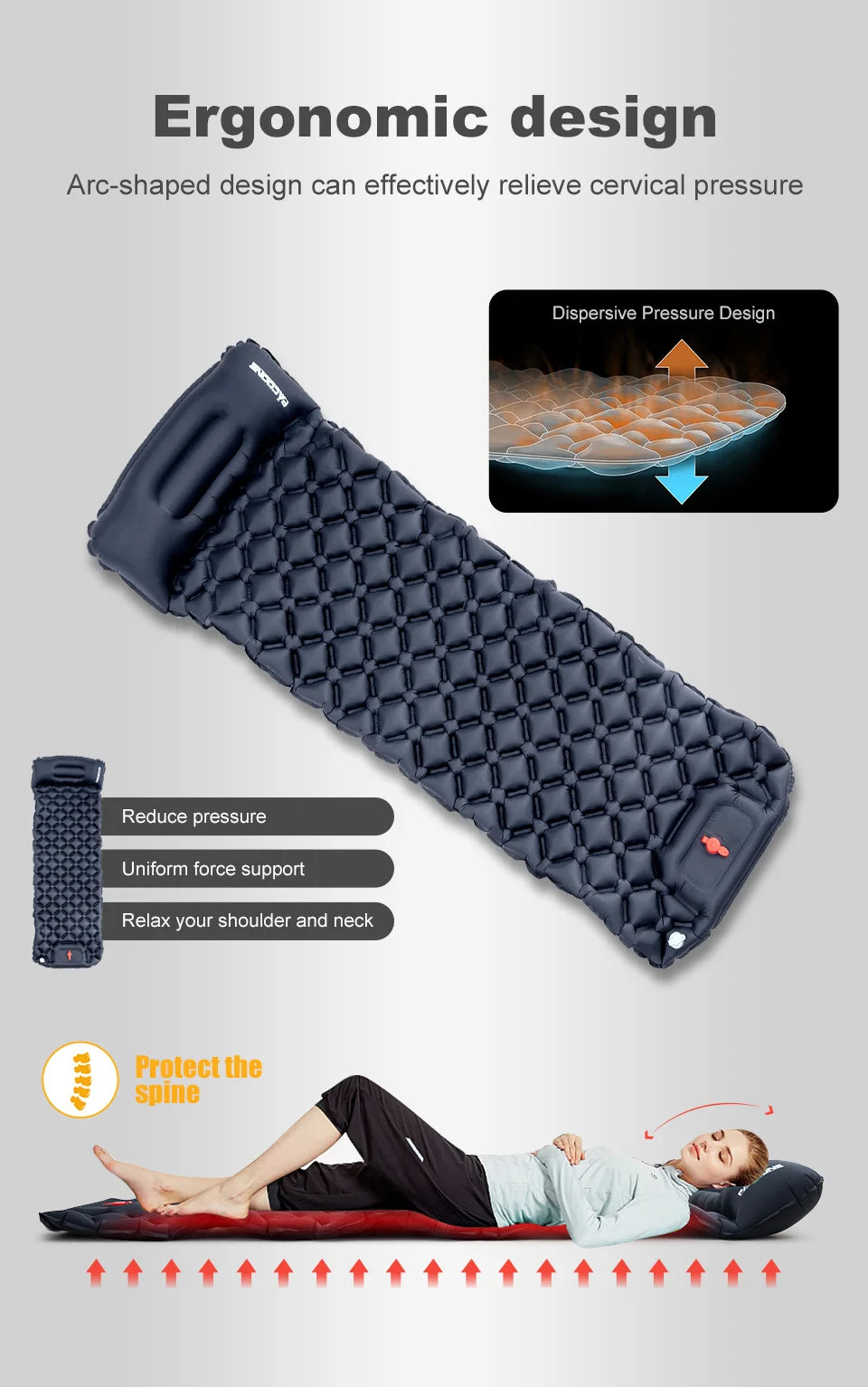 Ultralight Inflatable Camping Sleeping Pad with Built-in Pump & Pillow – Compact Air Mattress for Hiking, Backpacking & Travel