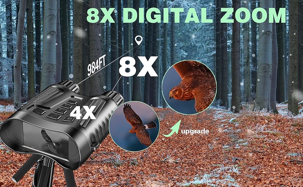 4K Night Vision Binoculars – 8X Digital Zoom, 1080P HD Recording, IR Illuminator for Hunting, Camping & Wildlife Viewing