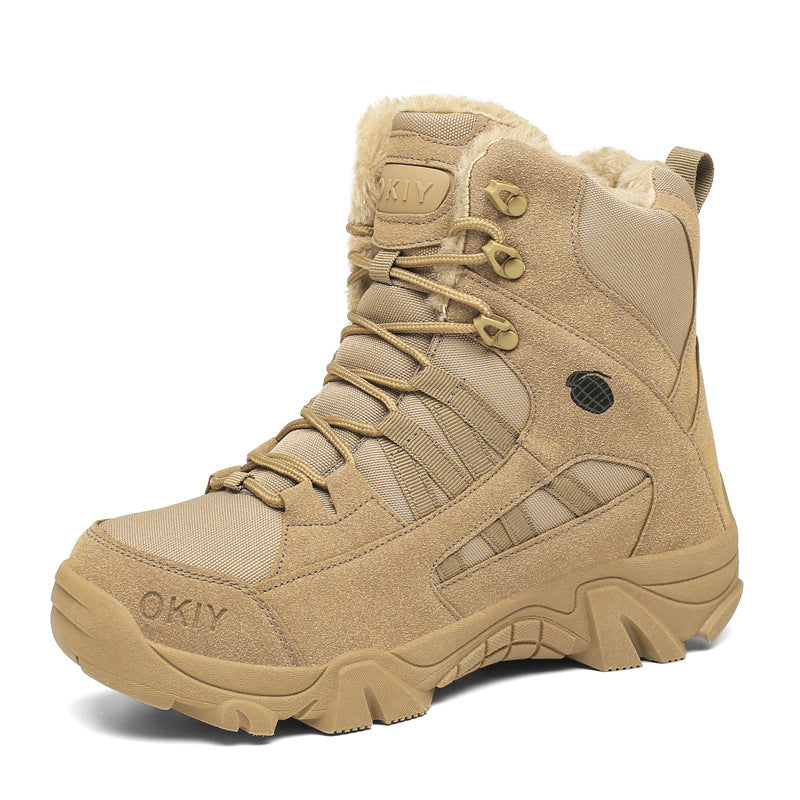 Men’s Winter Fleece-Lined Combat Boots – Outdoor Climbing Shoes