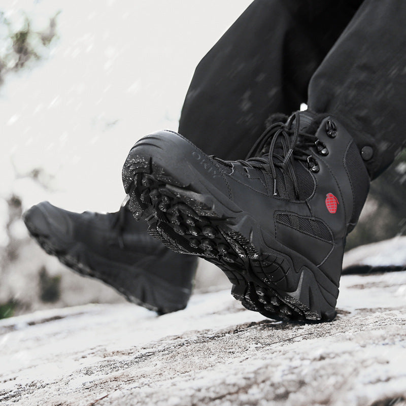 Men’s Winter Fleece-Lined Combat Boots – Outdoor Climbing Shoes