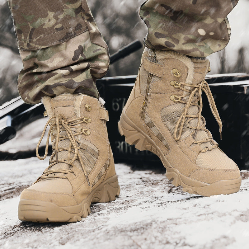Men’s Winter Fleece-Lined Combat Boots – Outdoor Climbing Shoes
