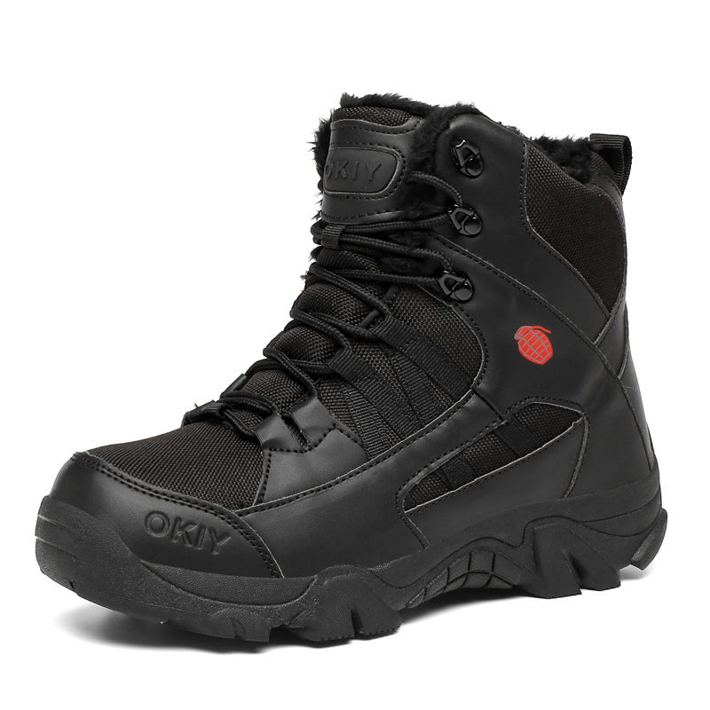 Men’s Winter Fleece-Lined Combat Boots – Outdoor Climbing Shoes