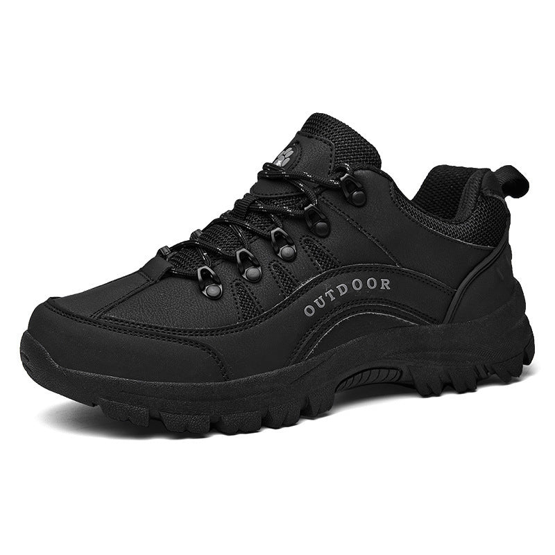 Men’s Autumn Winter Leather Low-Top Hiking Sneakers Boots