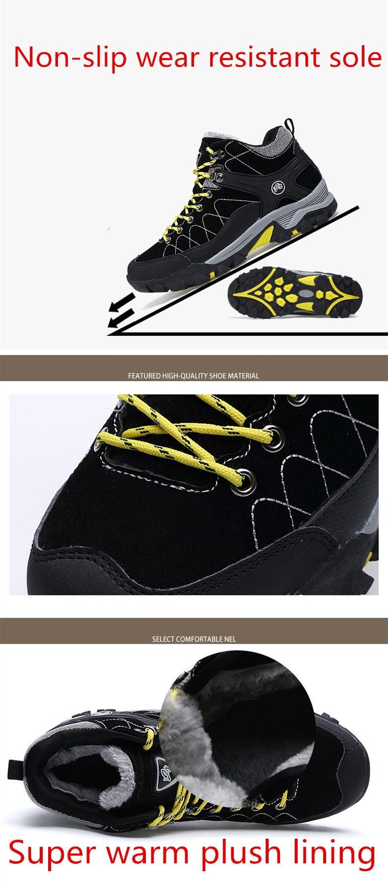 Men’s Soft Black Winter Boots – Fur-Lined Snow Walking Shoes