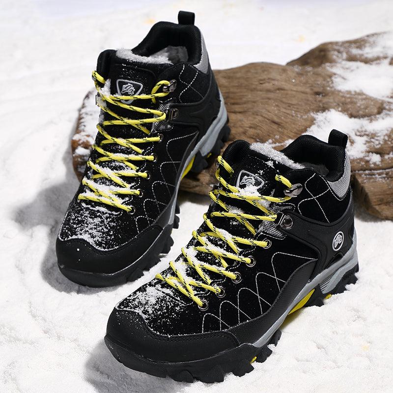 Men’s Soft Black Winter Boots – Fur-Lined Snow Walking Shoes
